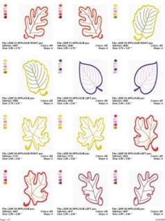AUTUMN FALL LEAVES APPLIQUE EMBROIDERY MACHINE DESIGNS  