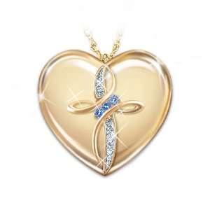   Always Diamond And Sapphire Pendant Necklace by The Bradford Exchange