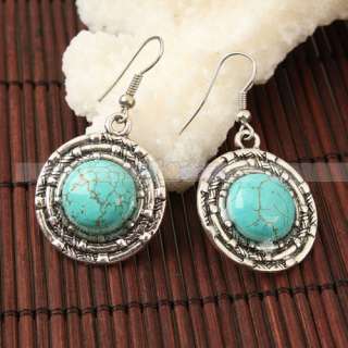 Elegant Generous Round Turquoise Dangle Earrings  
