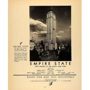   Ad Empire State Building Occupancy Alfred E. Smith   Original Print Ad