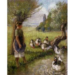    Goose Girl Camille Pissarro Hand Painted Art