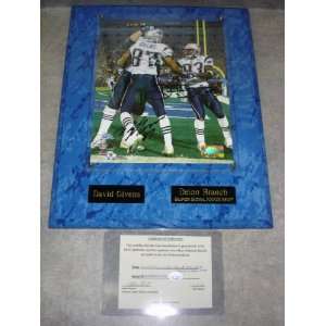 Deion Branch & David Givens Autographed Super Bowl 39 Wall Plaque w 