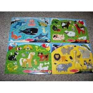 Melissa & Doug Peg Puzzles Bundle of 4 Animals Toys 