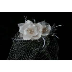En Vogue Bridal Birdcage Veil with Pearl and Rhinestone Spray VF105