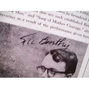  Bentley, Eric LP Signed Autograph Bentley On Brecht 