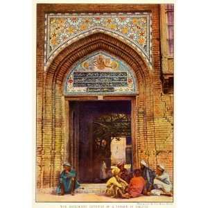  1922 Print Baghdad Iraq Mosque Gate Entry Harun Al Rashid 
