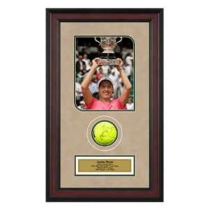 Justine Henin 2007 French Open Framed Autographed Tennis Ball with 