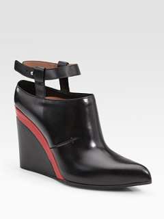 Costume National   Leather Two Tone Wedge Ankle Boots    
