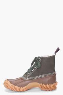 Junya Watanabe Green Canvas Paraffin Boots for men  