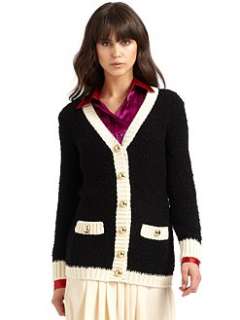 Moschino Cheap And Chic   Bouclé Colorblock Cardigan