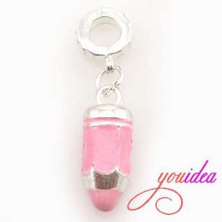 50pcs Pink Enamel Bullet Charms Pendant Bead Fit Charms Bracelet 30mm 