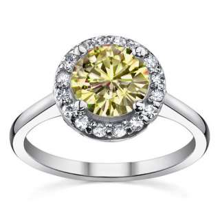 Round Cut Yellow Moissanite Halo Engagement Ring 1.27ctw [eng867]