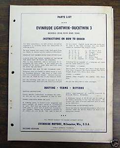 1961 Evinrude Johnson Parts Catalog 3 Models**  