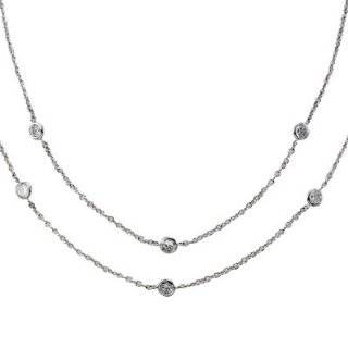 Ramona Singer Silver Plated 48 Crystal Cubic Zirconia Stones Chain 