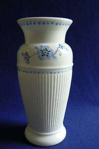 Fenton 9.5 White Milk Glass Vase HP Blue Flowers 100th  