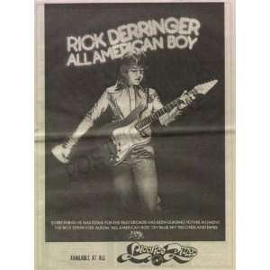  Rick Derringer All American Boy LP Promo Poster Ad 1974 