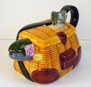 Rainbow Trout Fly Fishing Creel Basket Ceramic Teapot  