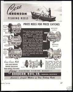 1948 Coxe Bronson Fishing Reels Vintage Print Ad  