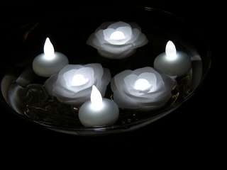 Floating BATTERY Wax Tea Light Candles (12) WHITE LED  