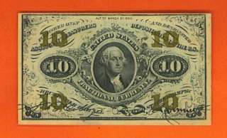 1864 1869 10¢ US Currency GOLD TENS  Washington  BEAUTIFUL AU+ 