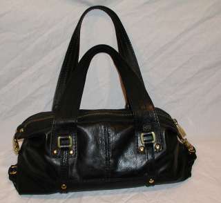 Black leather Fifty four Fossil shoulder satchel handbag  