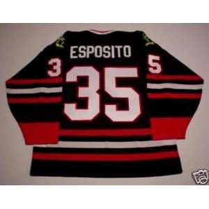 Tony Esposito Chicago Blackhawks Jersey Road Black   Large