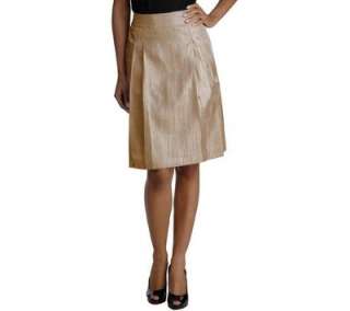   metallic crushed skirt its contemporary flair. From George Simonton