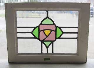 Antique Stained Glass Window Arts & Crafts Rose  