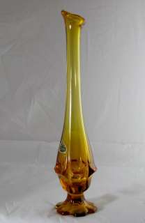 FENTON ART GLASS VASE   Amber Swing Vase   12 High  