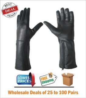 Winter Long Real Leather Black Gloves For Mens 75 Pairs Lot Deal S,M.L 