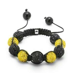  Black and Yellow Jabari Disco Ball Bead Bracelet Jewelry