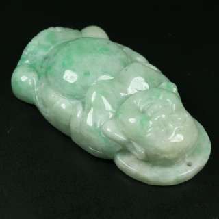 Laugh Happy Buddha Green Pendant Grade A Jade Jadeite  