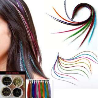 You are bidding on GRIZZLY Synthetic Feather Hair Extension with beads 