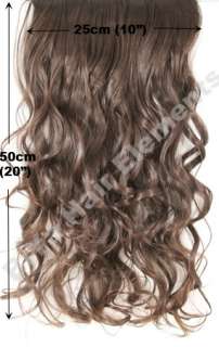 Clip In Hair Extensions Med Brown Wavy 1 Piece FullHead  