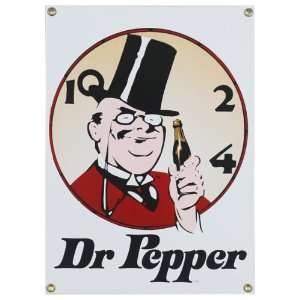  Dr. Pepper Soda Clock Retro Vintage Porcelain on Metal 