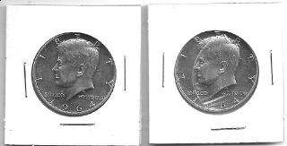TWO 90% Silver 1964 US Kennedy Half Dollar Coins   UNCIRCULATED   $1 