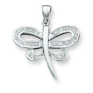  Sterling Silver Dragonfly Cz Pendant Jewelry