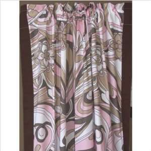 Bacati BIRFPMCP Retro Flowers Curtain Panel in Pink and 