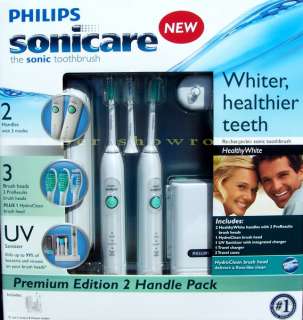 New 2 Philips Sonicare Toothbrush Set UV Healthy White Premium 