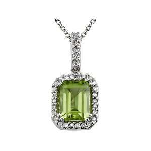   cttw Genuine Peridot Pendant by Effy Collection® in 14 kt White Gold