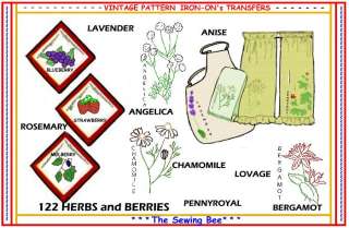 122 HERBS BERRIES embroidery transfer pattern IRON ON  