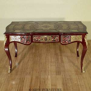 French Cherry Boulle Office Desk Writing Table FREE S/H  