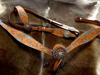 HORSE BRIDLE BREAST COLLAR WESTERN LEATHER HEADSTALL BLING RODEO TACK 