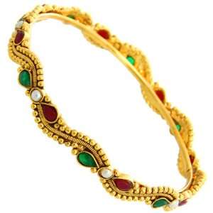  Faux Ruby and Emerald Bangle   Copper alloy Everything 