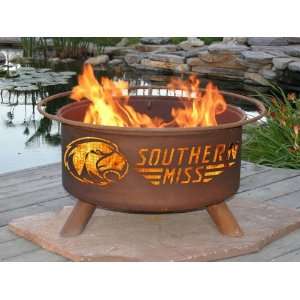   Southern Miss USM Portable Steel Fire Pit Grill Patio, Lawn & Garden