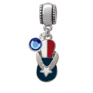 Texas Flip Flop European Charm Bead Hanger with Sapphire 