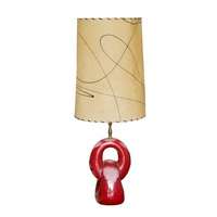 Vintage Atomic Style Red Lamp with Fiberglass Shade  