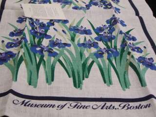 Vintage Linen IRIS Print Kitchen Towels Unused Tags  