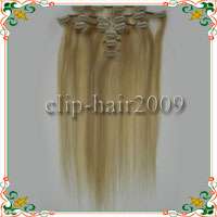 20 8 pcs Remy Clips Human Hair Extensions #18/613   