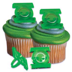 Green Lantern Cupcake Rings 12pc Party Supplies NEW  